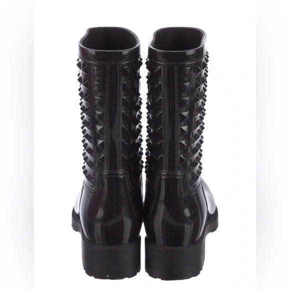 VALENTINO Rock Stud Glossy Rubber Rainboots - Size 9 - Picture 8 of 16